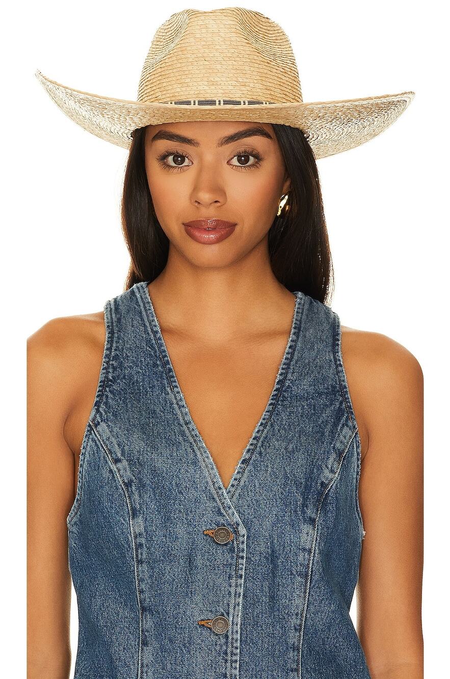 Brixton Leigh Straw Fedora Hat Handwoven Cotton Band Everyday Beach Vacation L